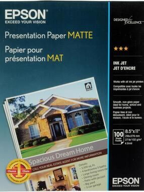 NEW Epson Matte 8.5x11 Presentation Paper - 100 Sheets